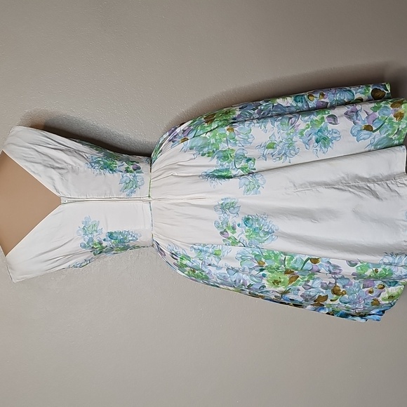 True Vintage Alix Of Miami 1950s Fit And Flare Floral Dress Blue, Green Cupcake - Picture 8 of 17